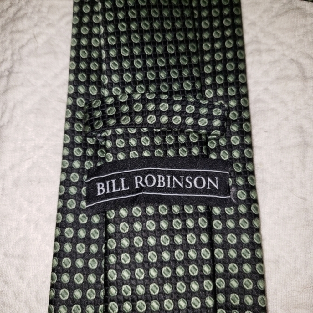 BILL ROBINSON‎ necktie tie green/black - Picture 2 of 2